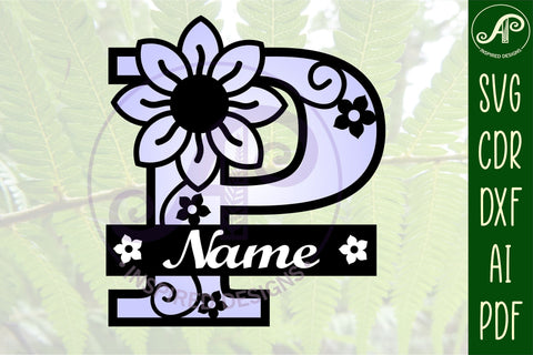 Letter P Flower Layer Monogram SVG File SVG APInspireddesigns 