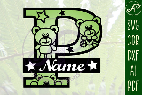 Letter P Teddy Bear Monogram SVG file SVG APInspireddesigns 