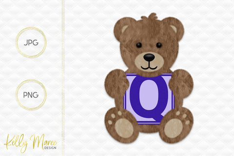 Letter Q Bear Graphic Sublimation Kelly Maree Design 