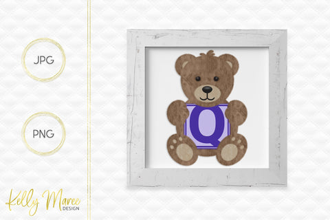 Letter Q Bear Graphic Sublimation Kelly Maree Design 