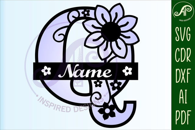 Letter Q Flower Layer Monogram SVG File SVG APInspireddesigns 