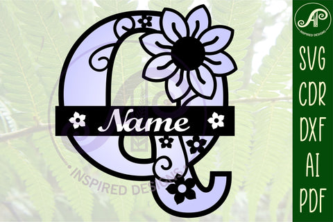 Letter Q Flower Layer Monogram SVG File SVG APInspireddesigns 