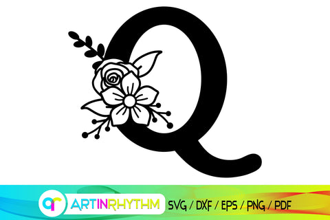 letter q svg, floral alphabet svg SVG Artinrhythm shop 
