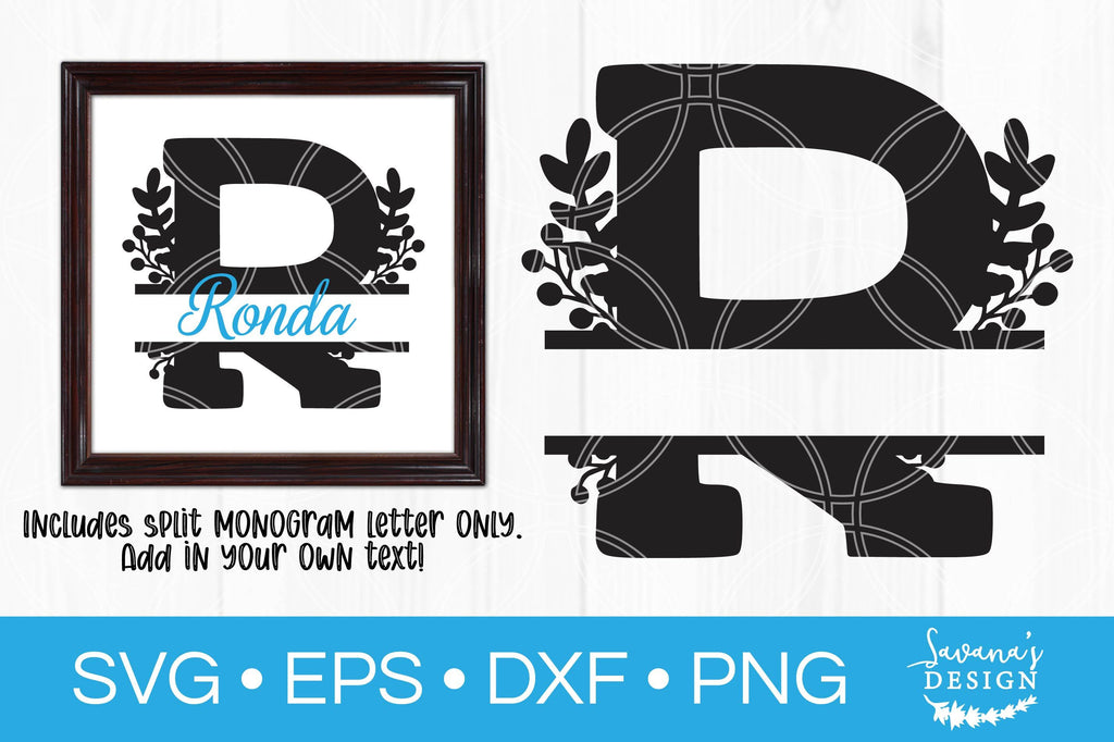 Letter R Floral Split Monogram SVG - So Fontsy