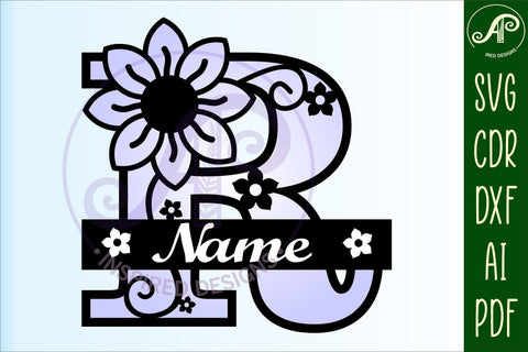 Letter R Flower Layer Monogram SVG File SVG APInspireddesigns 