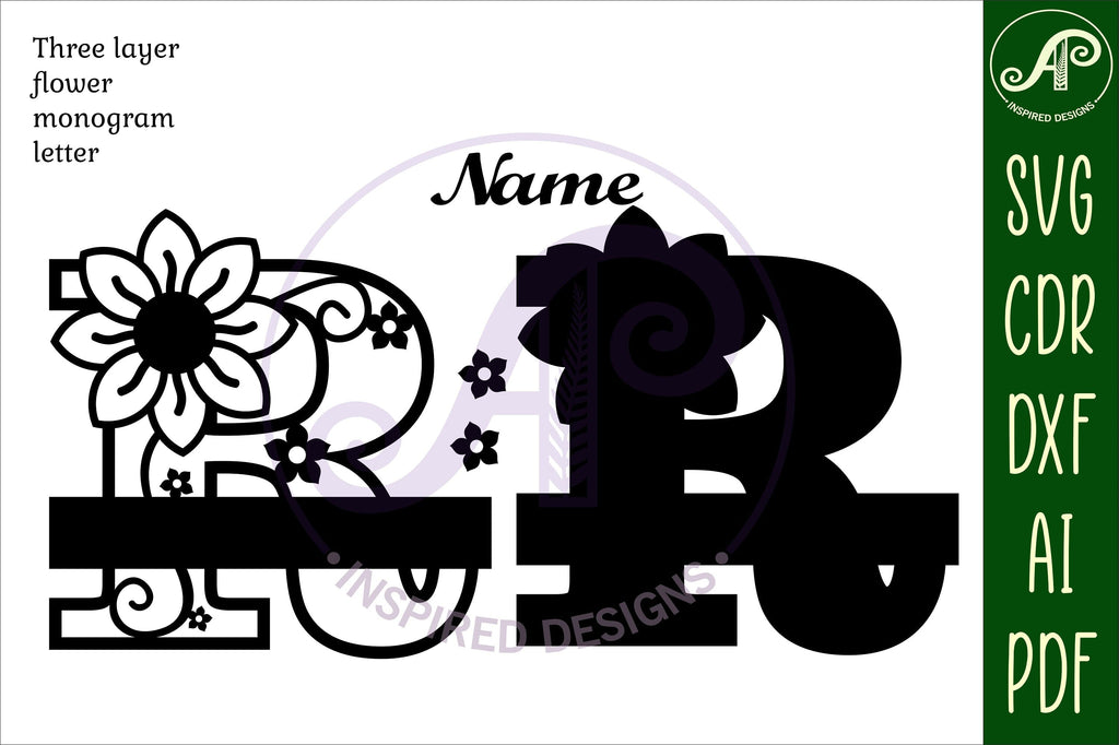 Letter R Flower Layer Monogram SVG File - So Fontsy