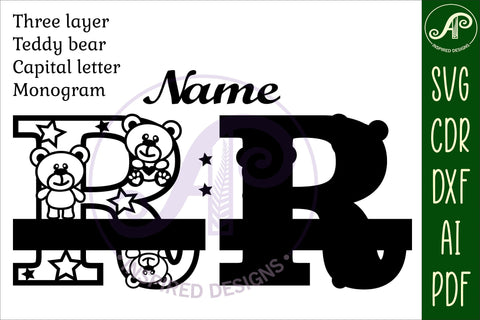 Letter R Teddy Bear Monogram SVG file SVG APInspireddesigns 