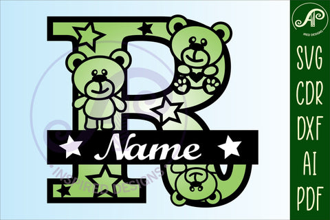 Letter R Teddy Bear Monogram SVG file SVG APInspireddesigns 