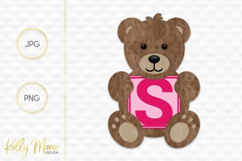 Letter S Bear Graphic Sublimation Kelly Maree Design 
