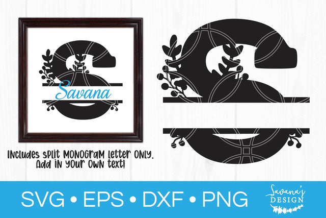Letter S Floral Split Monogram SVG SVG SavanasDesign 
