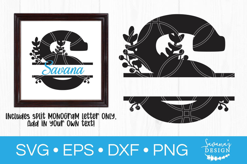 Letter S Floral Split Monogram SVG SVG SavanasDesign 