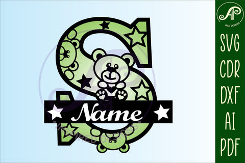 Letter S Teddy Bear Monogram SVG file SVG APInspireddesigns 
