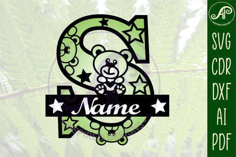 Letter S Teddy Bear Monogram SVG file SVG APInspireddesigns 