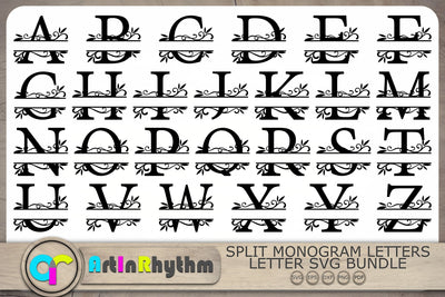 Letter Split Monograms Svg, Letter Monograms Svg, A-Z Split Monograms Svg SVG Artinrhythm shop 