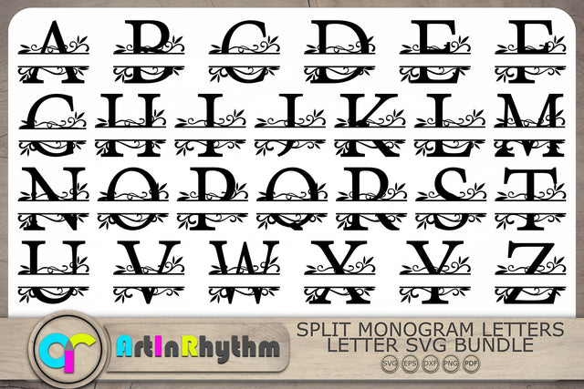 Letter Split Monograms Svg, Letter Monograms Svg, A-Z Split Monograms Svg SVG Artinrhythm shop 