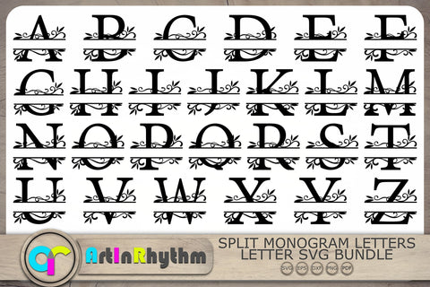 Letter Split Monograms Svg, Letter Monograms Svg, A-Z Split Monograms Svg SVG Artinrhythm shop 