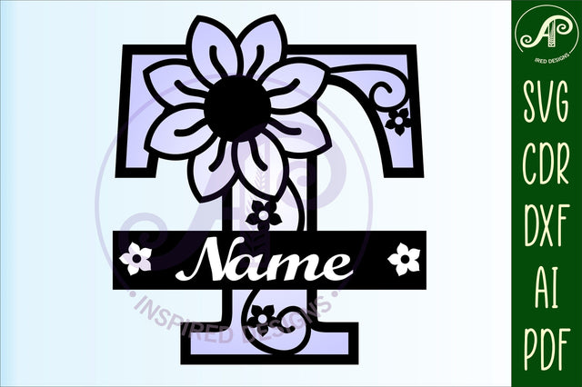 Letter T Flower Layer Monogram SVG File SVG APInspireddesigns 