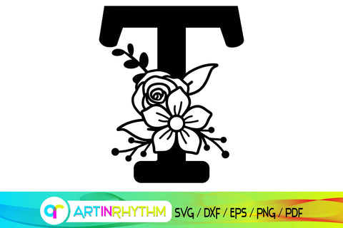 letter T svg, floral alphabet svg SVG Artinrhythm shop 