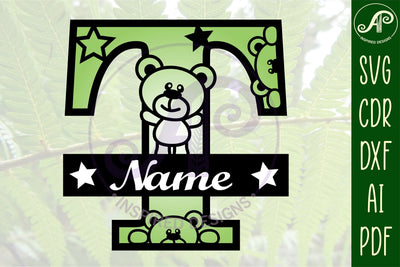 Letter T Teddy Bear Monogram SVG file SVG APInspireddesigns 