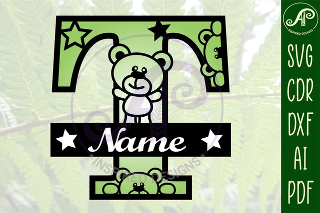 Letter T Teddy Bear Monogram SVG file SVG APInspireddesigns 
