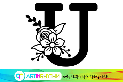 letter u svg, floral alphabet svg SVG Artinrhythm shop 