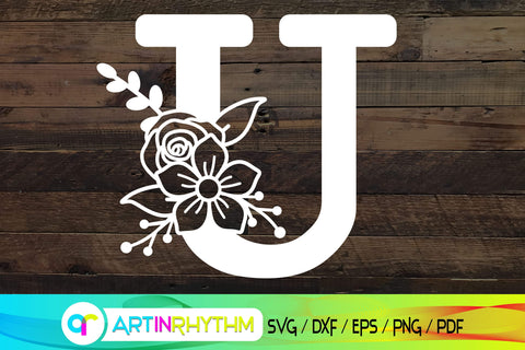 letter u svg, floral alphabet svg SVG Artinrhythm shop 