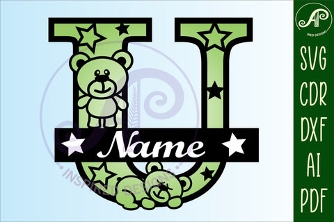 Letter U Teddy Bear Monogram SVG file SVG APInspireddesigns 