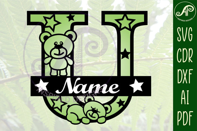 Letter U Teddy Bear Monogram SVG file SVG APInspireddesigns 