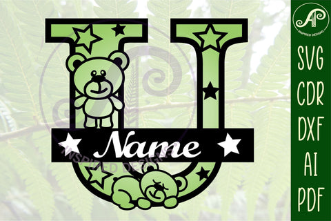 Letter U Teddy Bear Monogram SVG file SVG APInspireddesigns 
