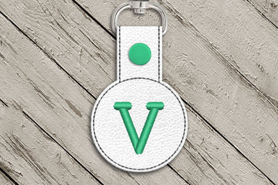 Letter V Round ITH Key Fob In the Hoop Embroidery Design Embroidery/Applique DESIGNS Designed by Geeks 