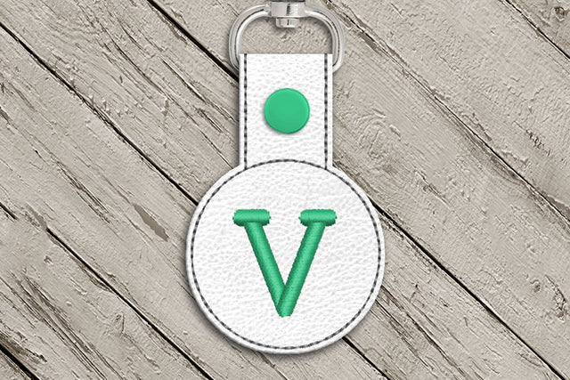 Letter V Round ITH Key Fob In the Hoop Embroidery Design Embroidery/Applique DESIGNS Designed by Geeks 