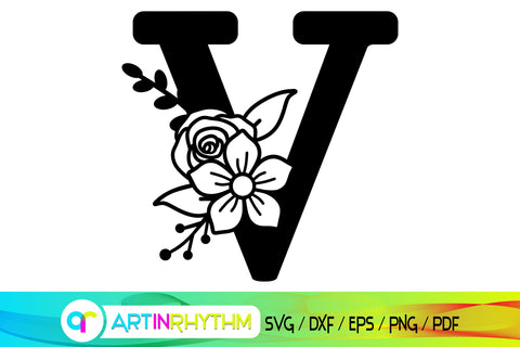letter v svg, floral alphabet svg SVG Artinrhythm shop 