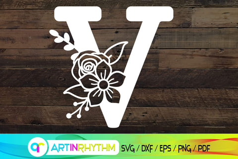 letter v svg, floral alphabet svg SVG Artinrhythm shop 