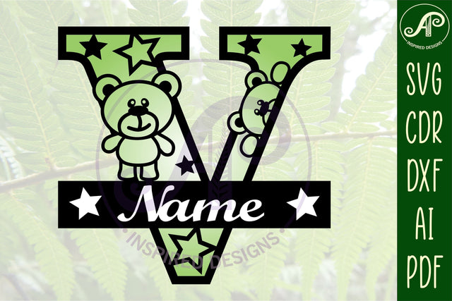 Letter V Teddy Bear Monogram SVG file SVG APInspireddesigns 
