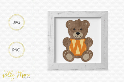 Letter W Bear Graphic Sublimation Kelly Maree Design 