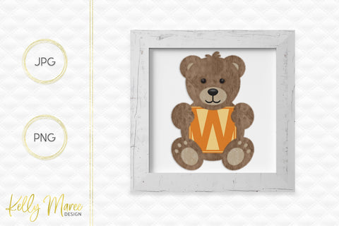 Letter W Bear Graphic Sublimation Kelly Maree Design 