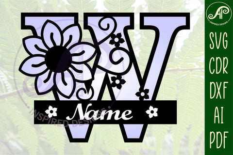 Letter W Flower Layer Monogram SVG File SVG APInspireddesigns 