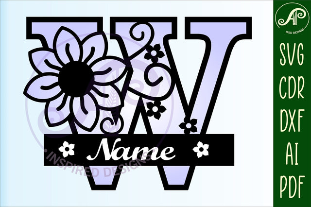Letter W Flower Layer Monogram SVG File SVG APInspireddesigns 