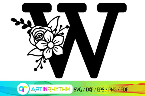 letter w svg, floral alphabet svg SVG Artinrhythm shop 