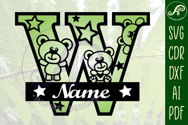 Letter W Teddy Bear Monogram SVG file SVG APInspireddesigns 