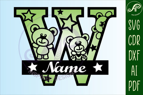 Letter W Teddy Bear Monogram SVG file SVG APInspireddesigns 
