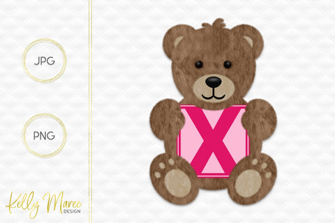 Letter X Bear Graphic Sublimation Kelly Maree Design 