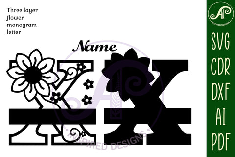 Letter M Flower Layer Monogram SVG File - So Fontsy