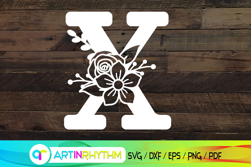 letter X svg, floral alphabet svg - So Fontsy