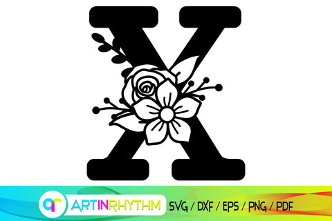 letter X svg, floral alphabet svg SVG Artinrhythm shop 
