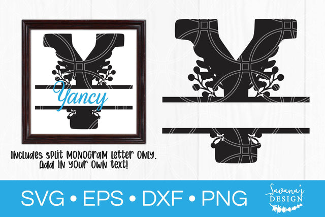 Letter Y Floral Split Monogram SVG SVG SavanasDesign 