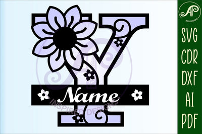 Letter Y Flower Layer Monogram SVG File SVG APInspireddesigns 