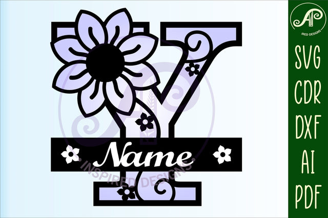 Letter Y Flower Layer Monogram SVG File SVG APInspireddesigns 