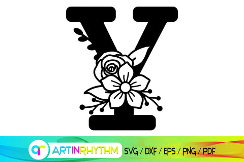 letter y svg, floral alphabet svg SVG Artinrhythm shop 