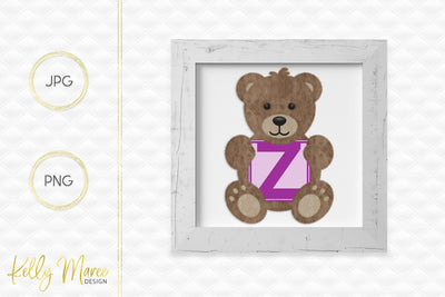 Letter Z Bear Graphic Sublimation Kelly Maree Design 